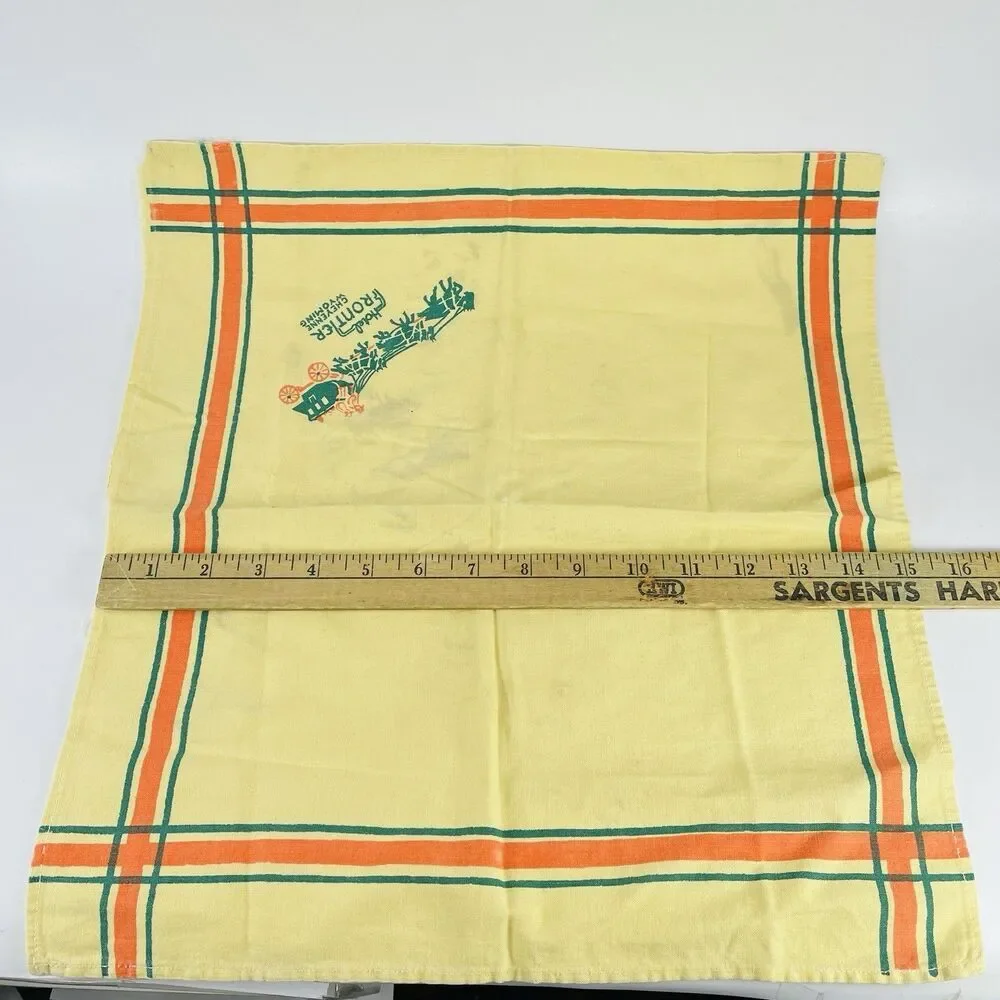 VTG Hotel Frontier Cloth Napkin Cheyenne Wyoming 15x16 Motel Old West Stagecoach